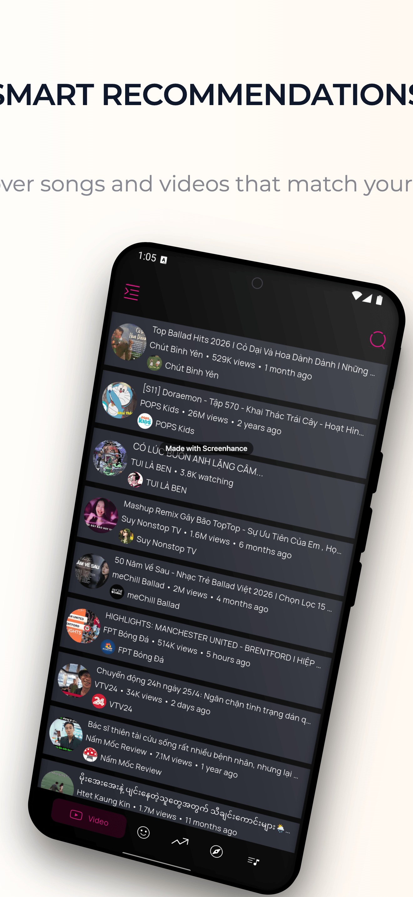 YMusic Stream channel screen